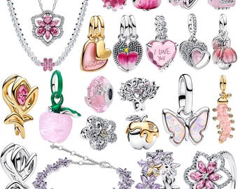 Ciondolo a forma di quadrifoglio in argento sterling, compatibile con braccialetti Pandora, orecchino a perno con ciondolo portafortuna a forma di quadrifoglio.