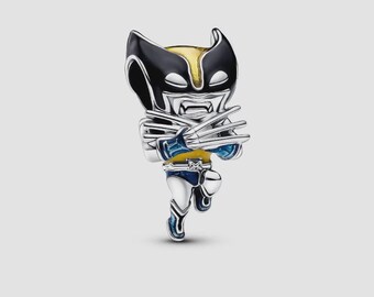 Ciondolo Marvel Wolverine in argento sterling S925 per bracciali europei / Regalo di gioielli a tema fumetti per donne