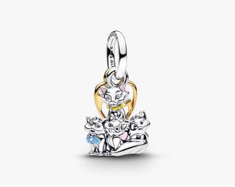 Disney Aristocrats Duchess and Kittens Dangle Charm S925 Sterling Silver Fit for Pandora Bracelets