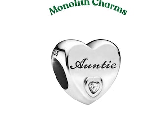 Ciondolo a forma di cuore per zia in argento sterling S925 per bracciali europei / Ciondolo regalo per zia, per compleanno e Natale