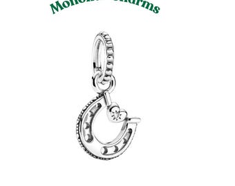 Ciondolo a ferro di cavallo per bracciali europei / Gioielli portafortuna in argento sterling, idea regalo