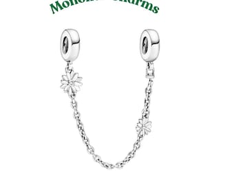 Catena di sicurezza a forma di margherita in argento sterling S925 per bracciali europei / Regalo di gioielli floreali per donna