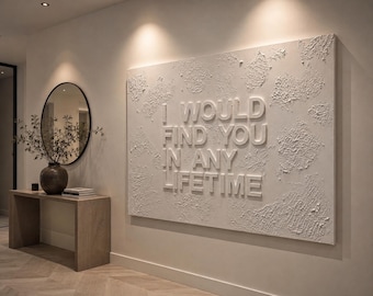 Textured Statement Wall Art: 'I Would Find You in Any Lifetime' Quote Canvas