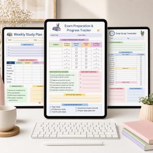 Student Study Planner Bundle Printable | Weekly Planner, Daily Timetable & Exam Tracker PDF