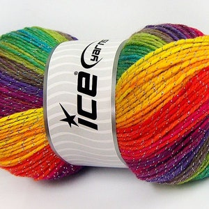 Ice Yarns Magic Glitz Gradient Turkish Wool Polyacrylic Crochet Knitting Batik Lurex Wool Yarn Turkey