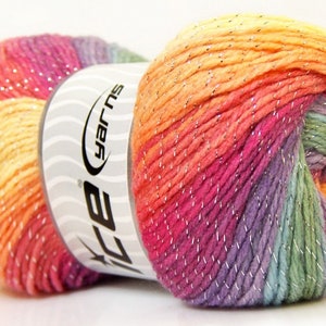 Ice Yarns Magic Glitz Gradient Turkish Wool Polyacrylic Crochet Knitting Batik Lurex Wool Yarn Turkey