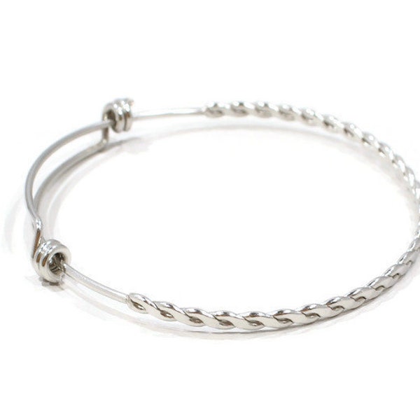 STAINLESS STEEL Bangle with Twisted Chain, Wholesale Adjustable Twisted Stainless Bangle, Bangle Bracelet