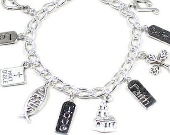 Inspirational Bracelet - Religious Gift - Cross  - Cross Charm - Religious Jewelry - Christian Gift - Christian Bracelet