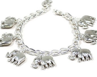 Elephant Bracelet - Good Luck Charm - Elephant Gift - Elephant Jewelry - Elephant Trunk Turned Up - Good Luck Jewelry, Elephant Charm