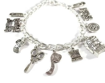 Sewing Bracelet , Sewing Gift, Sewing Machine  , Seamstress Gift , Loves to Sew Gift,  Sewing Jewelry