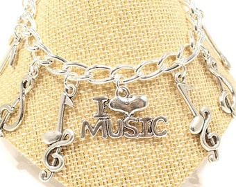 Music Note Bracelet- Music Note Gift - Music Gift - Music Jewelry - Musician Gift- Music Teacher Gift -Choir Gift- Band Gift