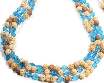 Blue Necklace, Long Blue Necklace, Summer Blue Necklace, Beaded Necklace, Long Necklace,Multi-Strand Necklace, Ocean Palms Jewelry
