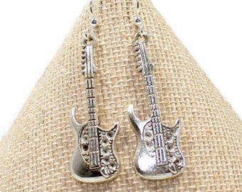 Gitarren Ohrringe - Gitarre - Silber Gitarre Ohrringe - E-Gitarre Ohrringe - Gitarre Lehrer Geschenk - Gitarrist Geschenk - Band Schmuck