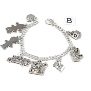 Girls Preschool -Graduation Charm Bracelet -Girls School Bracelet- Girls jewelry- Girls Charm Bracelet Backpack Crayons Bus School House - image 2
