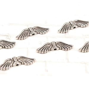 Angel Wings 20 pcs - Antiqued Silver Angel Wings- Silver Wings - 21mm x 6.5mm
