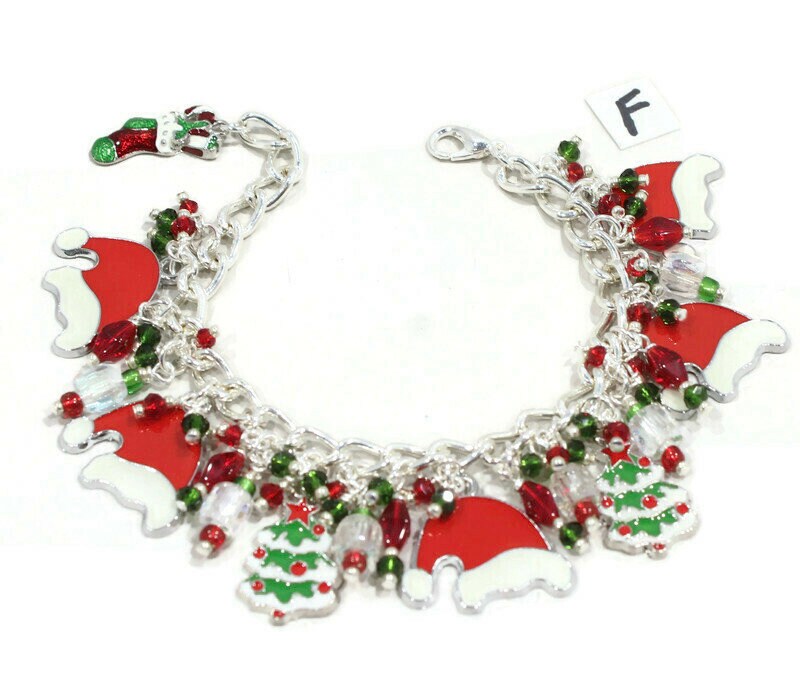 Christmas Bracelet Holiday Charm Bracelet Red Green Jewelry - Etsy