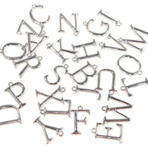 Large Initial -  Charms for Bracelet - Silver Initial  - Letter Charms - Add an Initial