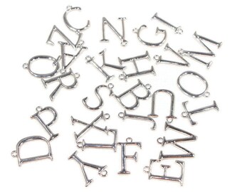 Large Initial -  Charms for Bracelet - Silver Initial  - Letter Charms - Add an Initial