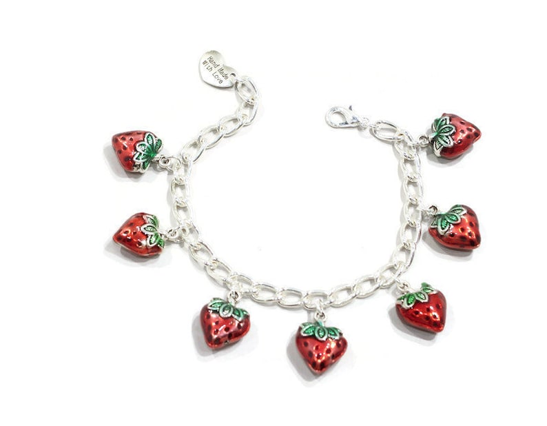 Strawberry Food Jewelry Fruit Jewelry Strawberries Love Fruit Gift Strawberry Bracelet Strawberry Jewelry Fruit Gift