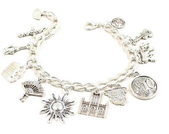 Spainish Gift - Spain Bracelet - Spain Gift - Souvenir of Spain -  Spanish Jewelry -  Spanish Charms - Latin JGift