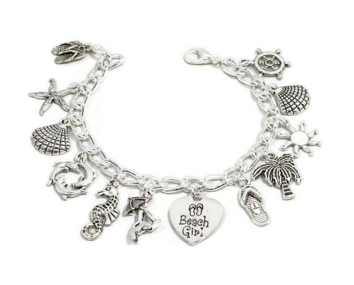 Beach Bracelet Beach Charm Bracelet Beach Jewelry Beach Etsy UK