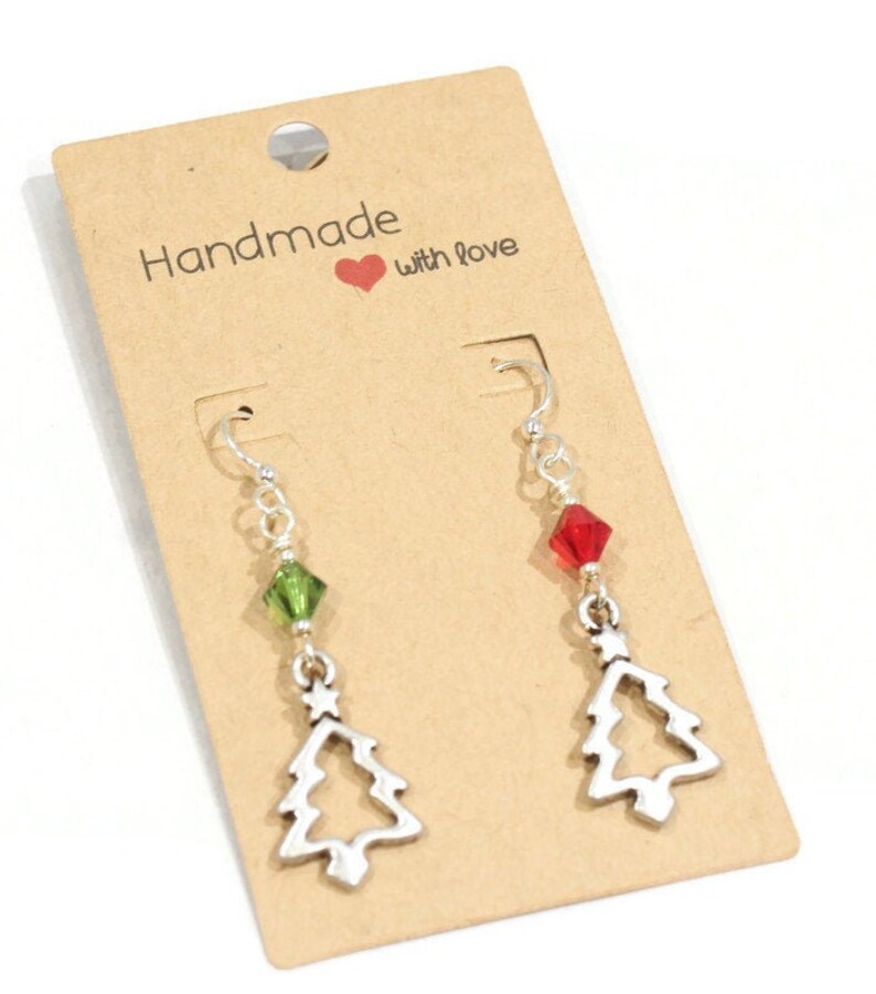 Holiday Earrings Mismatch Red Green Earrings Christmas Tree Earrings Holiday Tree Earrings