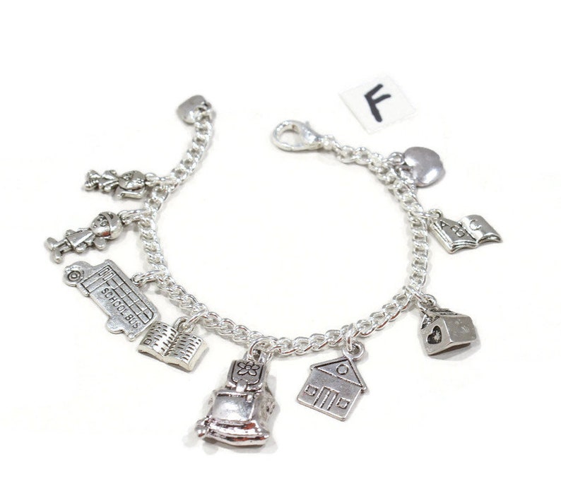 Girls Preschool -Graduation Charm Bracelet -Girls School Bracelet- Girls jewelry- Girls Charm Bracelet Backpack Crayons Bus School House - image 6