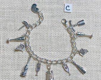Wine - Wine Bracelet - Charm Bracelet - Wine Enthusiast - Wine Bottle