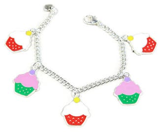 Girls  Bracelet - Bracelet for Girls - Girls Jewelry - Children's  Bracelet  - Child's Charm  - Girl's Jewelry - Cupcake Gift