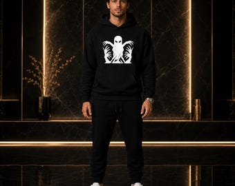 Geist Hoodie Schwarz Streetwear Hoodie Gothic Oversized Pullover Hoodie