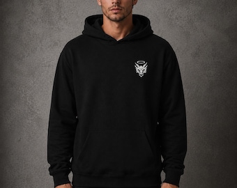 Schwarzer Streetwear Hoodie Minimal Grafik Hoodie Gothic Urban Hoodie Übergroßer Unisex Pullover Hoodie Männer Frauen