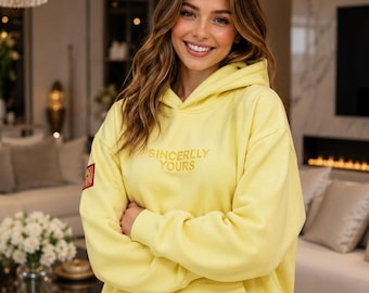 Gelb Mit freundlichen Grüßen Kapuzenpullover Übergroßer PulloverHoodie Lässiges Unisex-Sweatshirtgeschenk