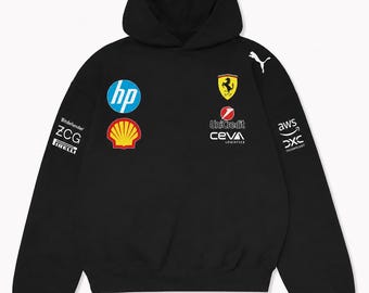 Ferrari F1 Racing Hoodie Black Oversized Formula 1 Streetwear Pullover Hoodie
