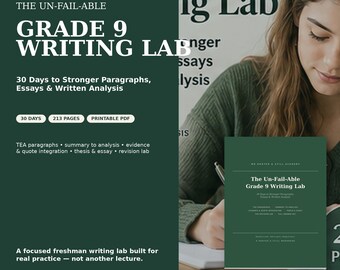 9th Grade Writing Curriculum: 30 Day Essay  Paragraph Workbook for Homeschool English