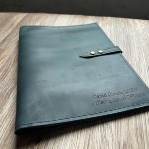Handmade Blue Leather Portfolio Case: Document Holder Organizer Folder (A5, B5, A4)