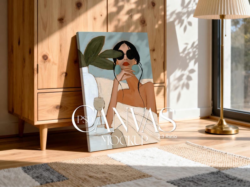 Minimalist Canvas Mockup 2:3 Vertical | Floor Boho Interior, Wall Art ...