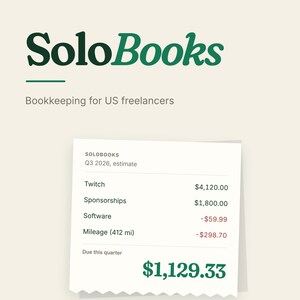SoloBooks Bookkeeping App for US Freelancers - Quarterly Tax Estimates - Digital HTML Download