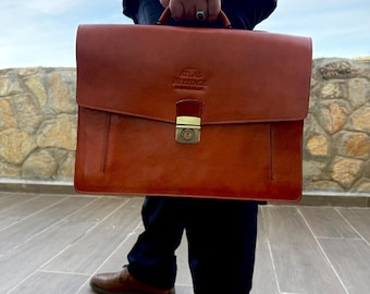 Genuine Moroccan Leather Messenger Bag | Handmade Business Bag