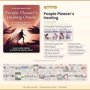 People Pleaser Healing Oracle Complete Bundle — 28 Printable Cards + 30-Day Recovery Journal + Rituals, Self-Worth & Boundary Kit