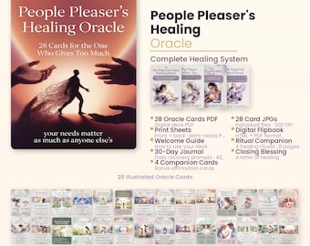 People Pleaser Healing Oracle Complete Bundle — 28 Printable Cards + 30-Day Recovery Journal + Rituals, Self-Worth & Boundary Kit