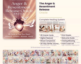 Anger & Resentment Release Oracle Premium — Complete Healing Bundle | Printable Cards + 30-Day Journal + Ritual Guide
