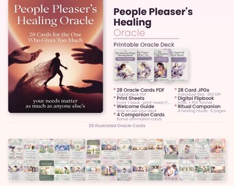 Printable People Pleaser Healing Oracle Deck — 28 Cards Print at Home, Boundary & Self-Worth Cards + Ritual Guide, Instant Download