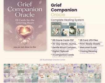 Grief Companion Oracle — Complete Healing Kit | 28 Cards + 30-Day Journal + Rituals | Oracle Bundle | Instant Download