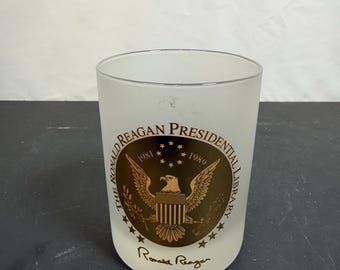 The Ronald Reagan Presidential Library Frosted, Tumbler Glass 22K Gold Trim