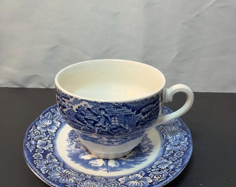 Liberty Blue Historic Colonial Scenes Old North Church Cup & Saucer England