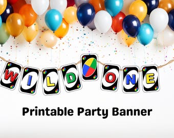 Wild One Printable Party Banner and Cupcake Toppers for UNO Inspired First Birthday