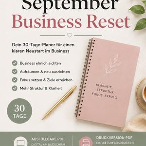 September Business Reset 30 Tage Business Planer PDF Unternehmer Journal  Business Check-in Content & Zielplaner Printable A4