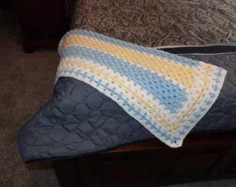 Blue Baby Afghan/Yellow Baby Afghan/Granny/Baby Boy/Baby Blanket/Blue Baby Blanket/Yellow Baby Blanket/Baby Bedding/Throw/Wheelchair