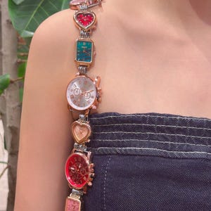 Vintage Multi Watch Bag Charm, Gold Tone Retro Purse Accessory, Y2K Statement Keychain