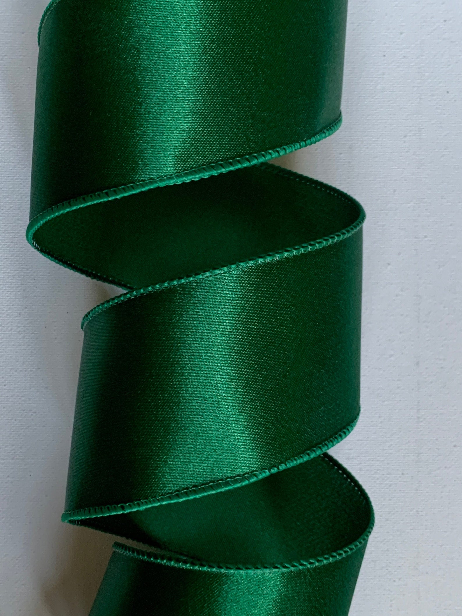 2.5 Emerald Green Satin Ribbon Wired Edges 10 Yard Etsy